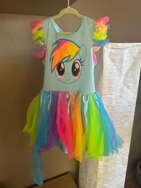 Rainbow My Little Pony Girls' Light Blue Rainbow Tulle Costume Dress